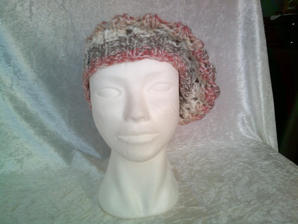 Cream, Brown and Rust Ladies Beret