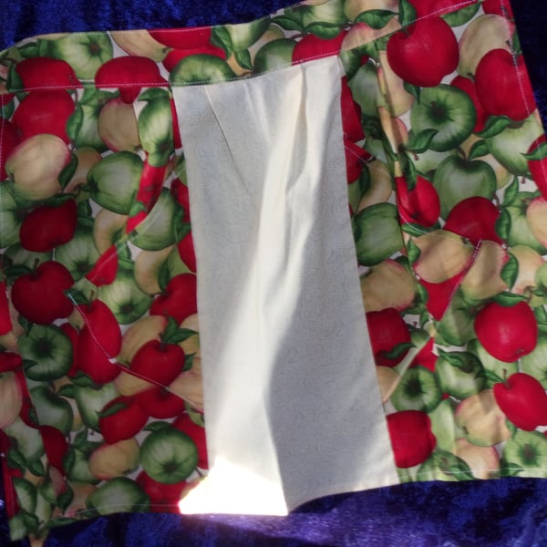 REDUCED PRICE Three Panel Half Apron with Apple Design