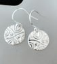 Handmade Fine Silver Drop Earrings - Aztec Design - Image 1
