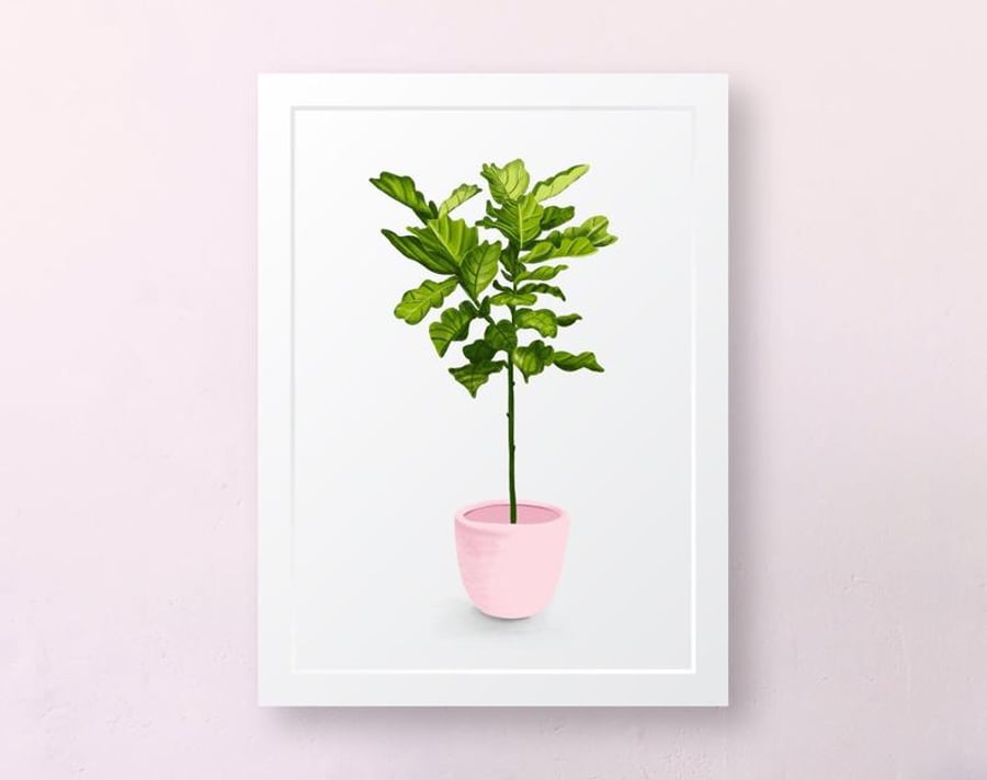 Fiddle Leaf Fig Tree Art Print, Wall Art, Unframed Art Print, House Plants,