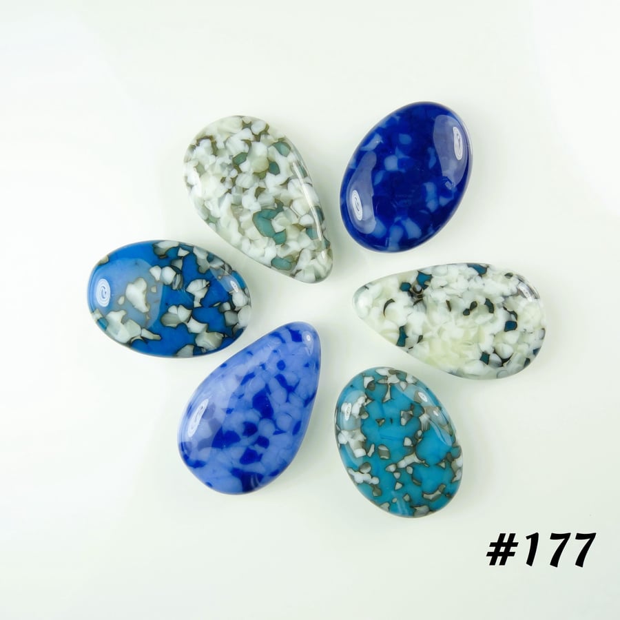 6 art glass cabochons for jewellery making wire wrapping art mosaics (177)