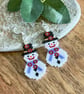 Festive Poinsettia Snowman Earrings, Beadwork Christmas Earrings - Image 6