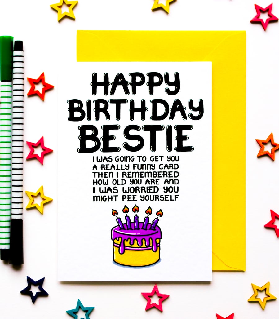 Funny Birthday Card For Bestie, Best Friend Bir... - Folksy