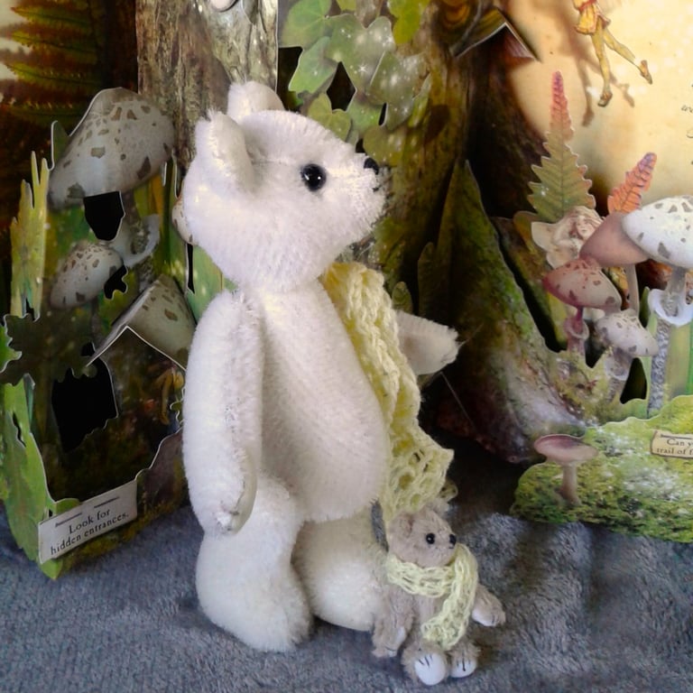Collectable Mohair bear with her own miniature teddy bear 'Lily and Spud'
