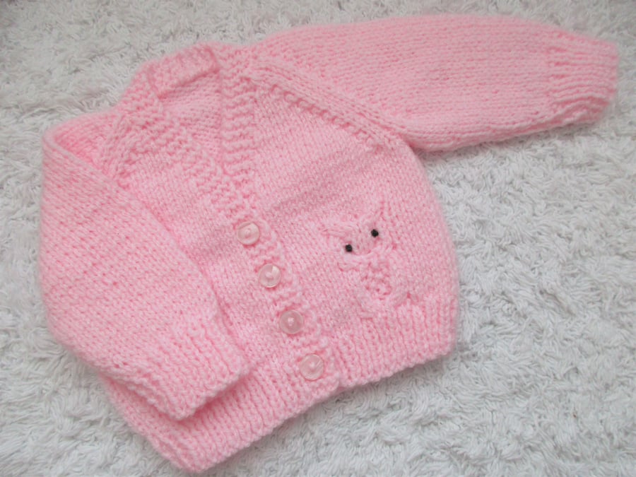 14" Newboorn Baby Girls Owl  V Neck Cardigan