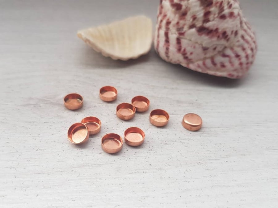 6mm Copper Bezel Cups - 10 Pieces