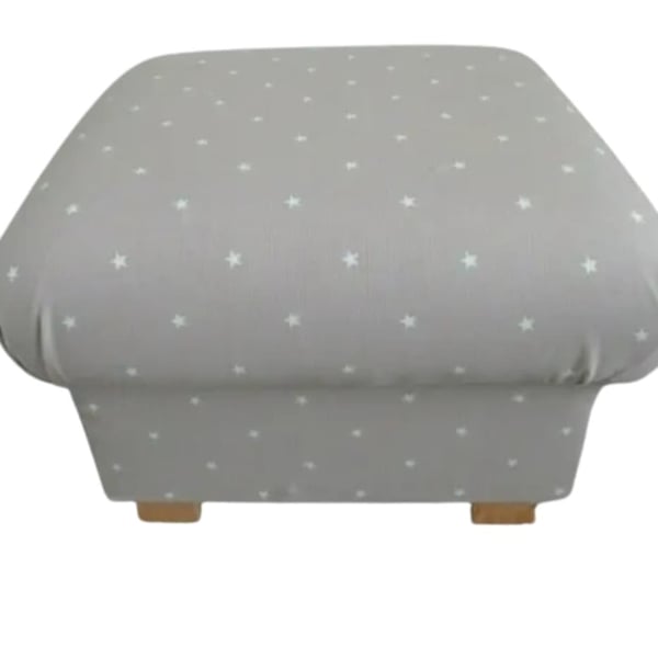 Storage Footstool Clarke Etoile Linen Beige Stars Fabric Pouffe Starry Footstall