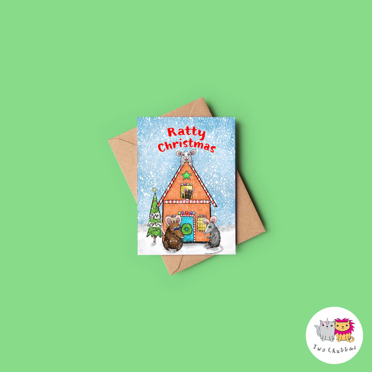 Ratty Christmas Card, A6 Christmas Card, 