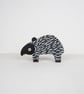 Malayan tapir wooden ornaments, set of 2, animal lover gift. - Image 3