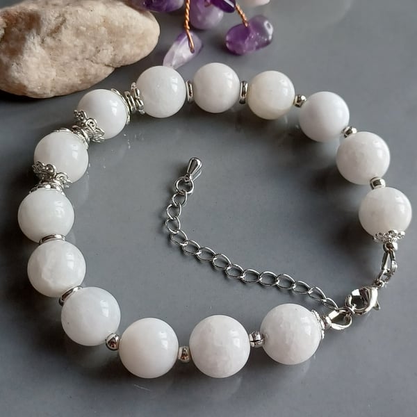 Handmade Moonstone Bracelet, 10mm Beads, Calm, New Beginnings & Gentle Energy