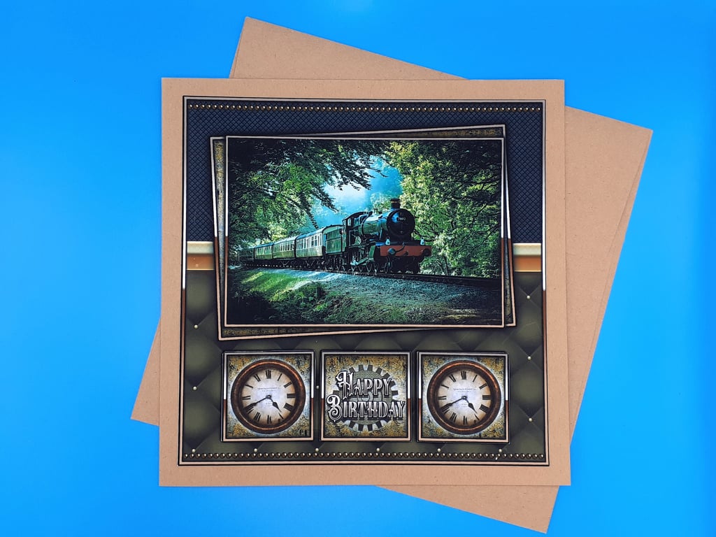 Birthday Card -Handmade, Train, Father, Son, Brother