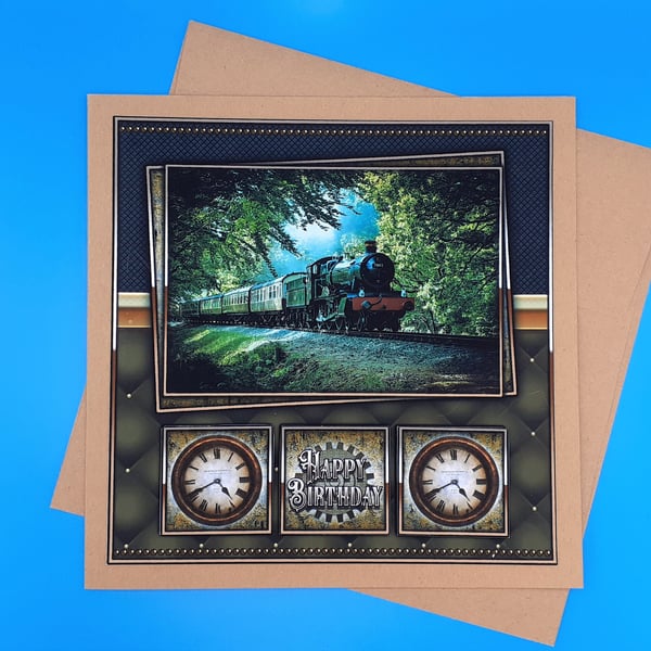 Birthday Card -Handmade, Train, Father, Son, Brother