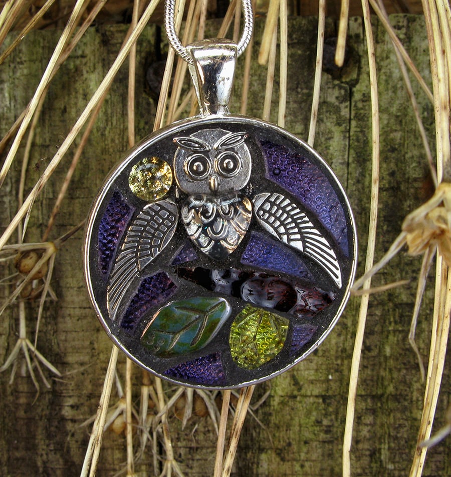 Owl Moon - Mosaic Pendant