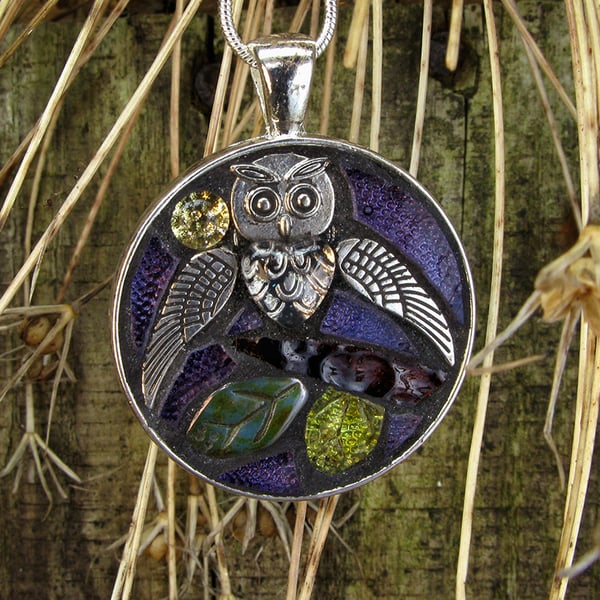 Owl Moon - Mosaic Pendant