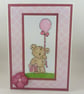 Handmade birthday card - bear with balloon