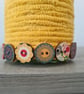 Handmade Mustard Yellow Yarn Wrapped Jar - Colourful Vase - Rustic Button Decor - Image 4