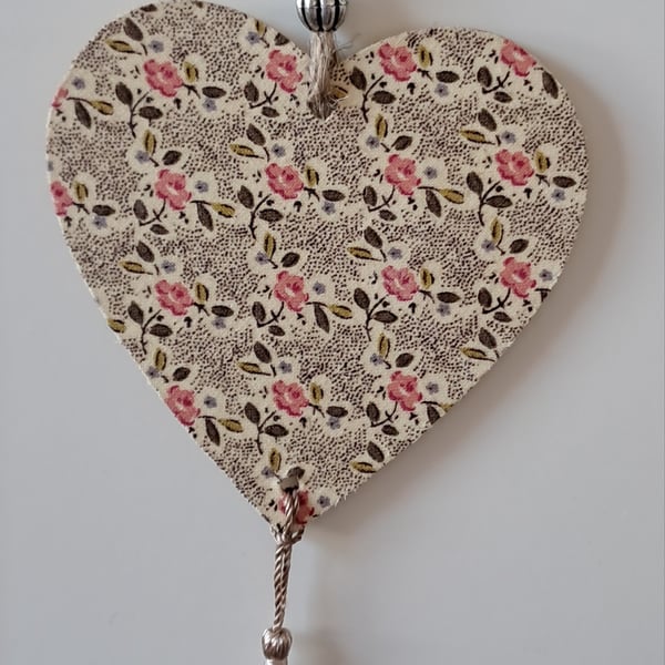 Floral Wooden Hanging Heart