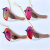 Fused glass hanging robin  decoration 