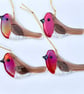 Fused glass hanging robin  decoration 