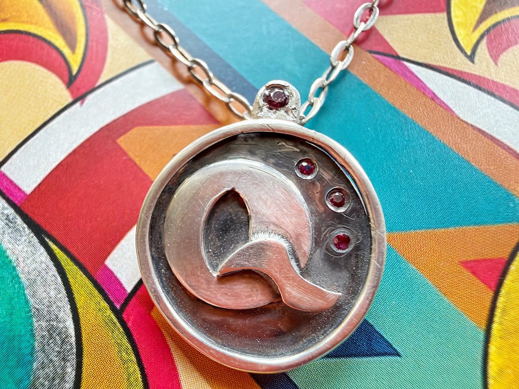 Silver & Ruby Letter Necklace 