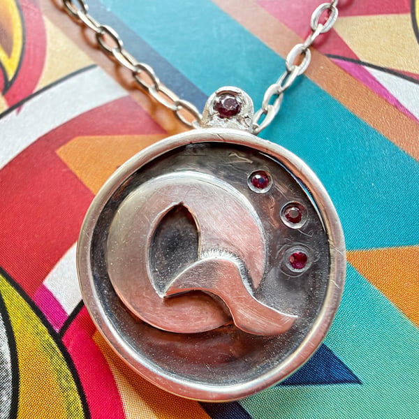 Silver & Ruby Letter Necklace 