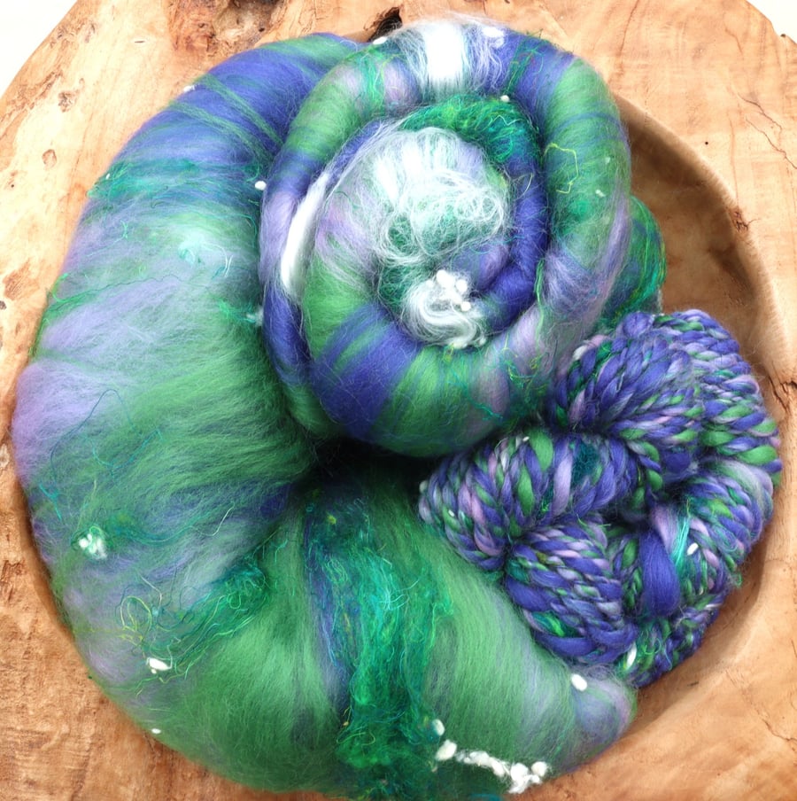 50g Bluebell Art Batt for Spinning & Felting