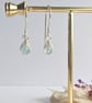 AQUAMARINE Dainty Wire Wrapped Earrings Sterling Silver March Birthstone - Image 5