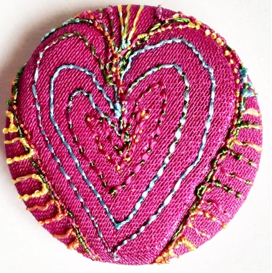 Buttons 1 inch button Hand Dyed Silks and Cottons Free Machine Embroidery Button