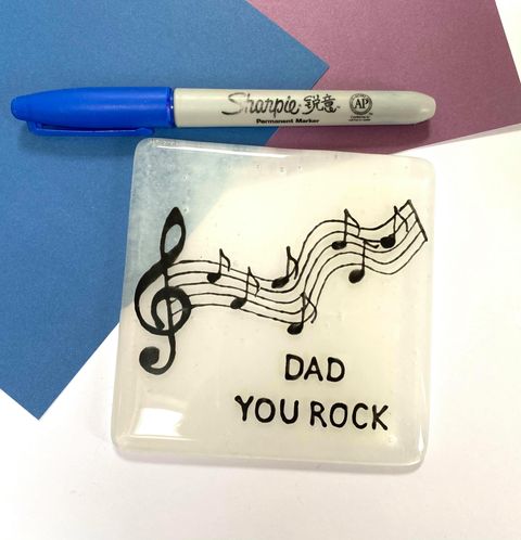 Fathers Day Fused Glass Coaster - DAD YOU ROCK