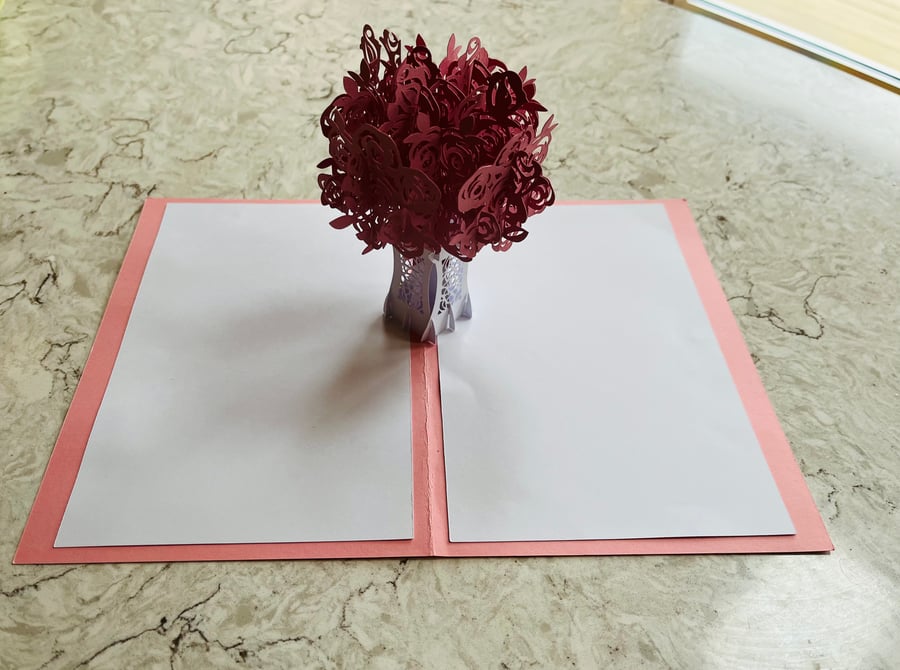 3D Popup Rose Bouquet Card Folksy