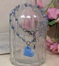 Blue ceramic heart pendant with jasper and wirework chain - Image 6