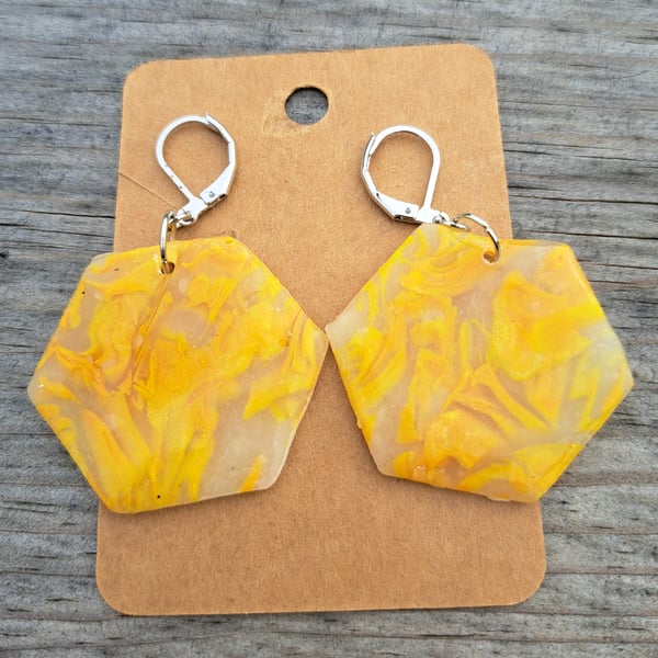 2 designs lemon and cream polymer clay earrings