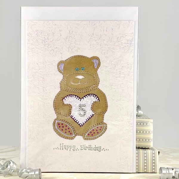 Birthday card age 5 - 5th Fifth birthday boy or girl teddy bear