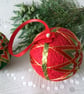 Handmade Japanese Temari Christmas Ornaments, 2 pieces Set in Origami Gift Box - Image 3