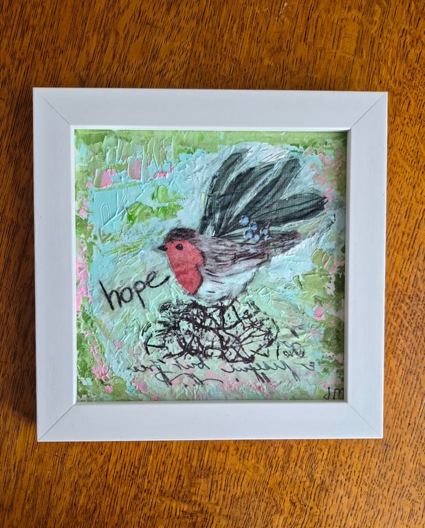 "Messenger of hope"  .mixed media framed art