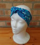 Hair Band blue cotton jersey twist front turban style women's head band  - Image 4