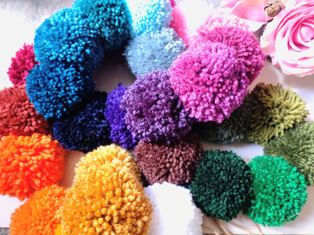 Wool Pompom Garland, Rainbow Colours, Eclectic Bohemian Interiors, Maximalism 