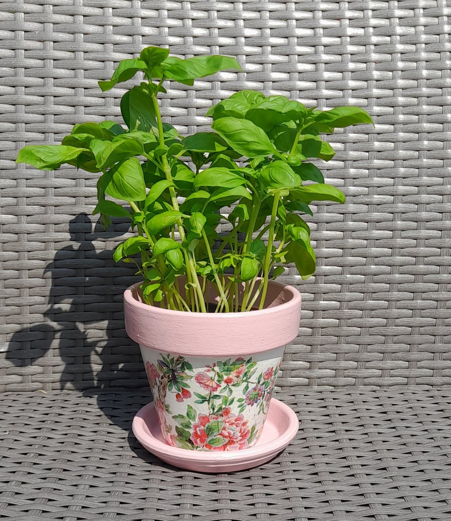 Pink Floral Plant Pot