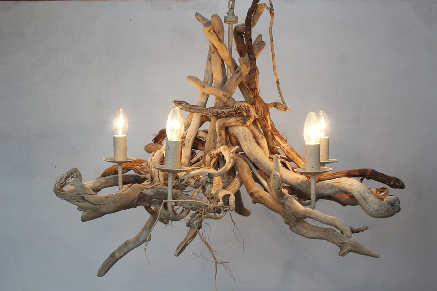 Driftwood Chandelier,5 light Chandelier, Drift Wood light,adjustable chain,Large