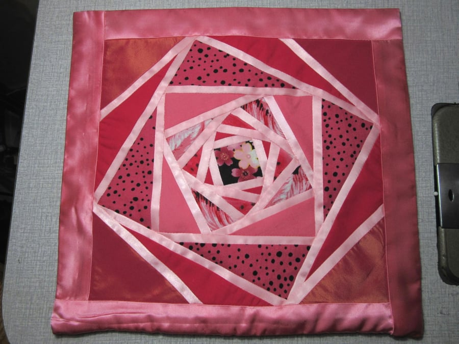 patchwork cushion cover twisted squares 14" square available with or without pad