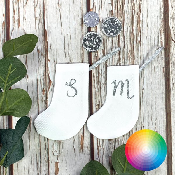 White Mini Christmas Stockings -letter tree decoration, personalised xmas