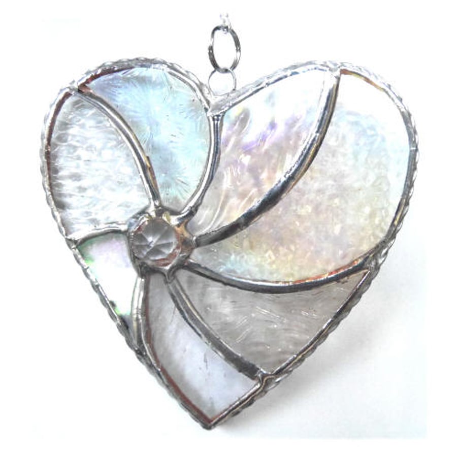 Silver Swirl Heart Stained Glass Suncatcher 081 25th Anniversary