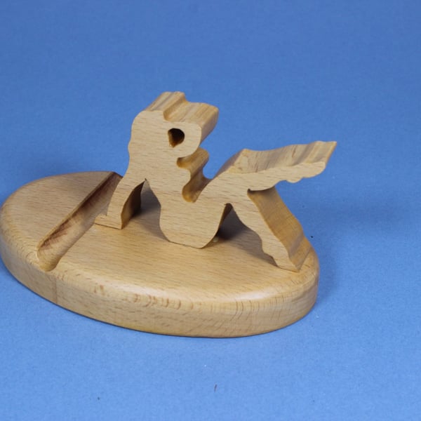 Handcrafted Beech Wood Recling Girl Phone Stand – Novelty Mobile Holder