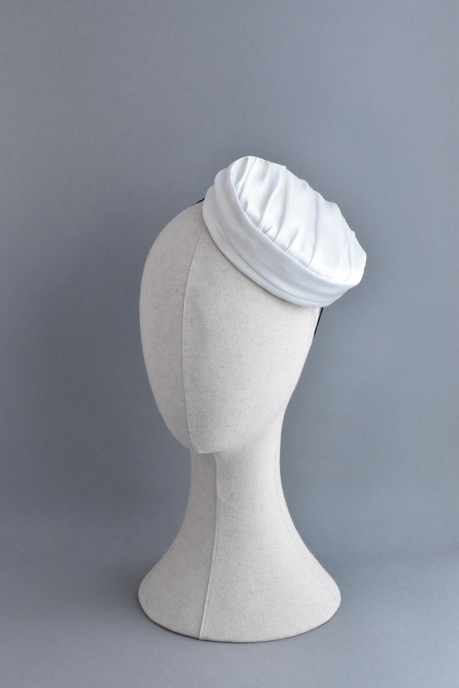 Handcrafted Ivory Satin Pillbox Hat, Ivory Bridal Headwear