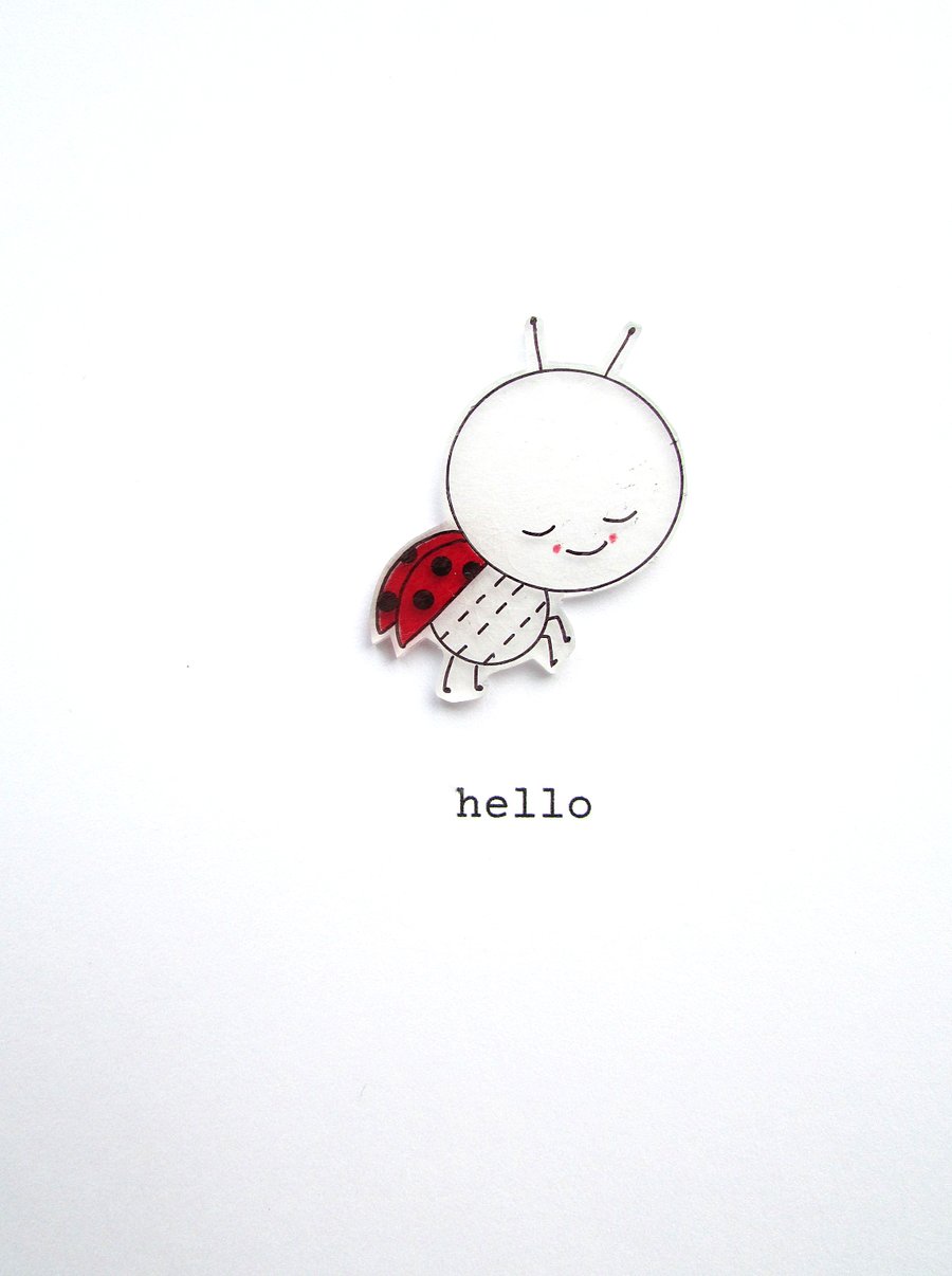 hello - linda ladybird - handmade card