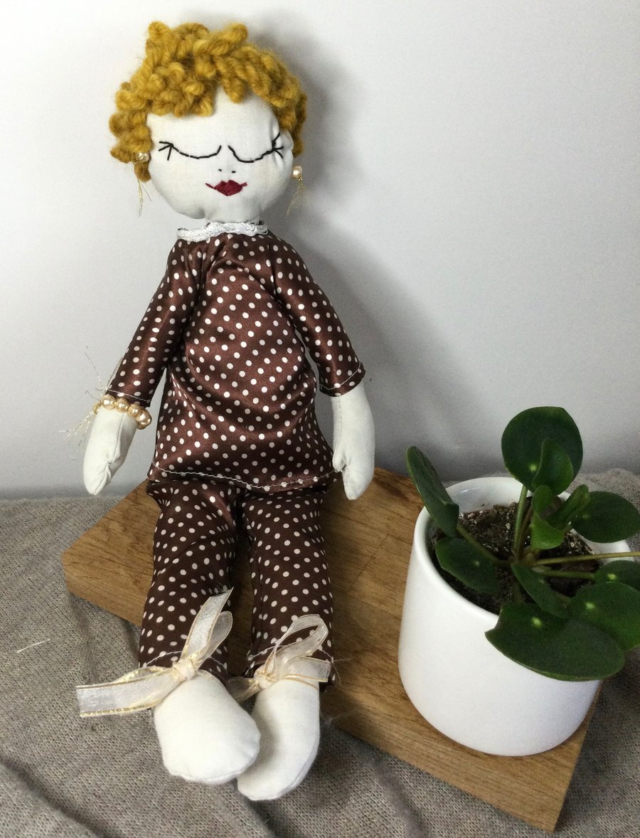 Cloth doll traditional rag doll. Dementia friendly gift. UK Rag doll with remova