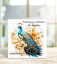 Personalised Beautiful Elegant Peacock Birthday Card. Design 12