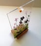 Purple wildflowers glass art, fused glass floral panel, freestanding ornament. M - Image 10