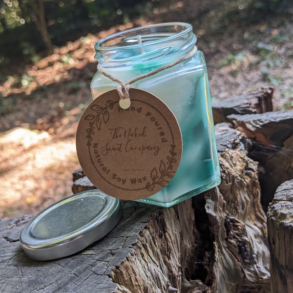 WOODLAND WALK SCENTED, HAND POURED,MARBLED SOY WAX CANDLE - 165g