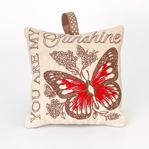 Red Butterly Inspirational Quotes Nature Medley Linen Lavender Bag 